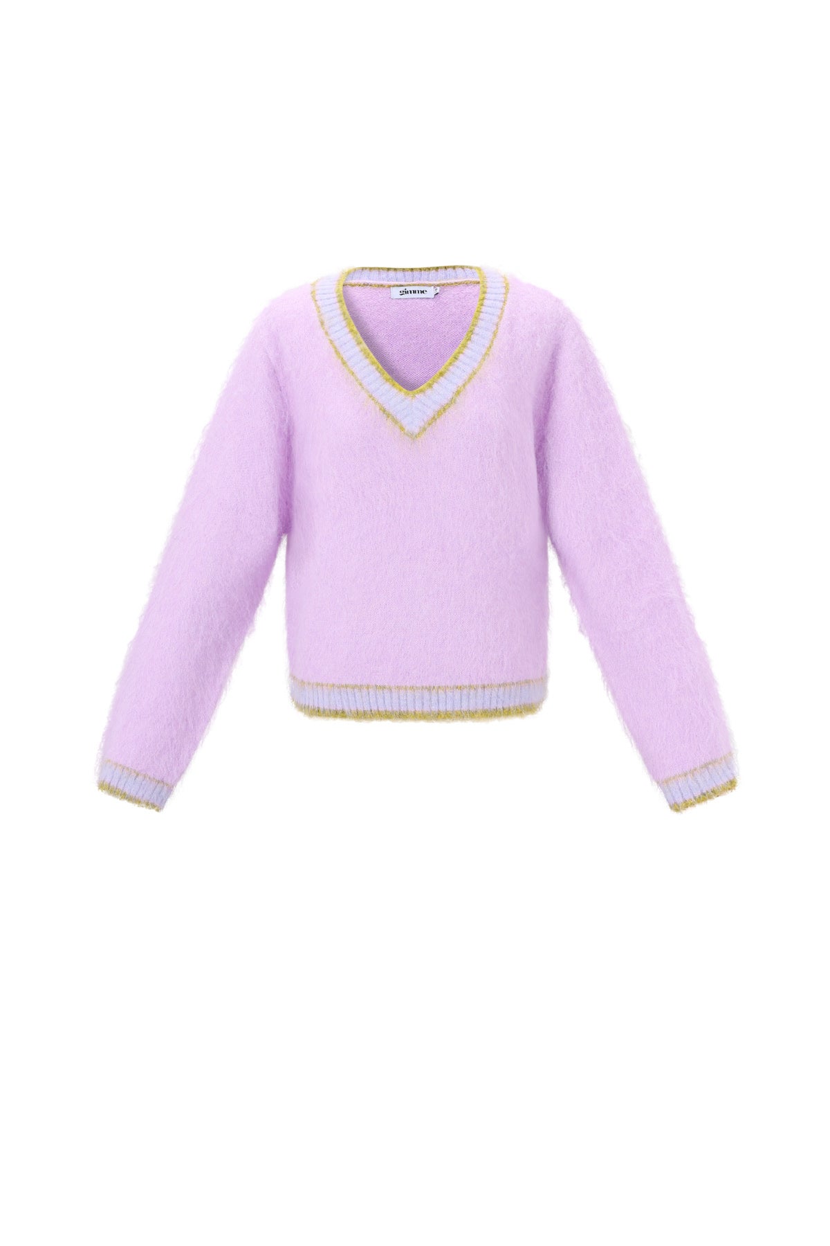 damen pullover v-ausschnitt farbkontrast | polyester | mehrfarbig
