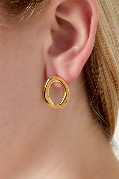 Damen Ohrringe Oval Vergoldet | Edelstahl | Goldfarbe & Silberfarbe