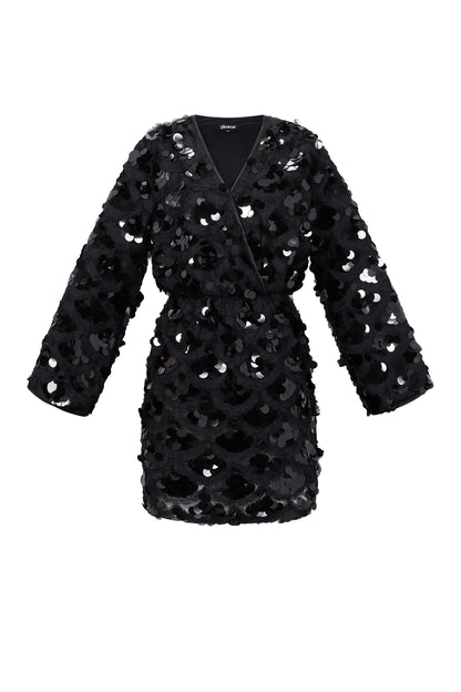 Damen Minikleid Pailletten Exklusiv | Polyester | Schwarz