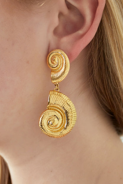 Damen Ohrringe Ozeanwirbel 14K | Legierung vergoldet | Goldfarbe