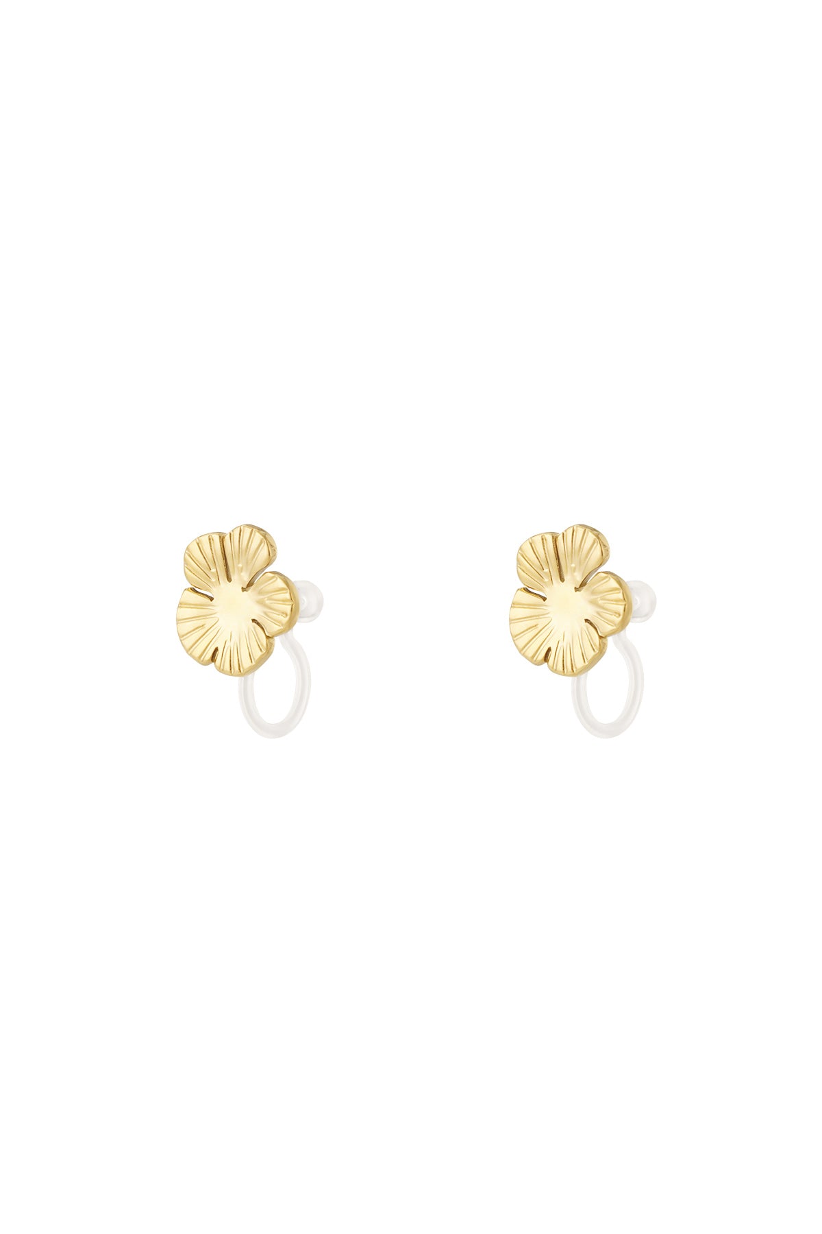 Damen Ohrclips Blume 14K | Edelstahl vergoldet | Gold & Silber