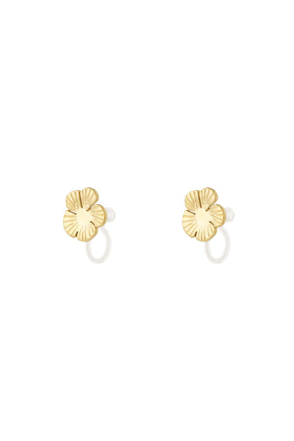 Damen Ohrclips Blume 14K | Edelstahl vergoldet | Gold & Silber