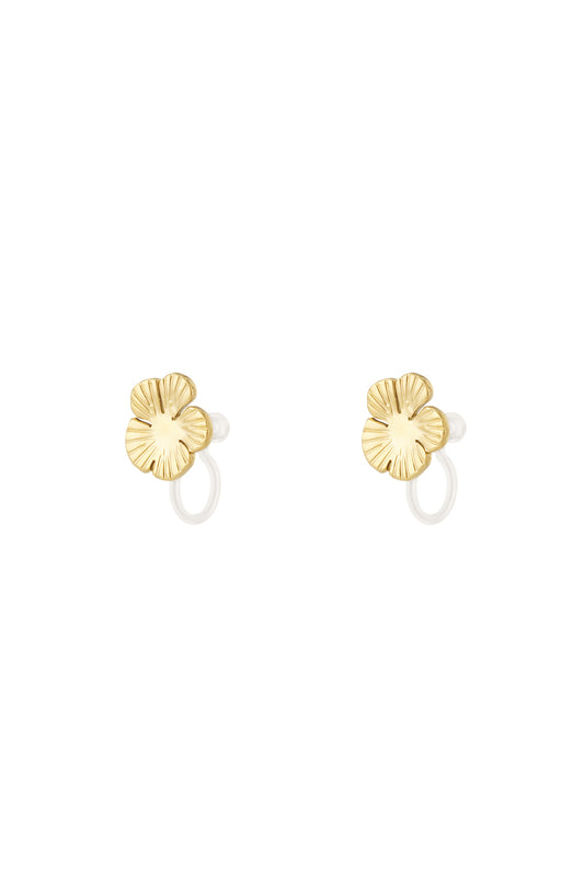 Damen Ohrclips Blume 14K | Edelstahl vergoldet | Gold & Silber
