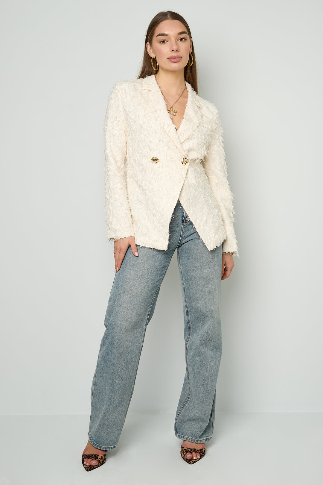 damen blazer strukturgewebe | ganzjährig | schwarz & creme