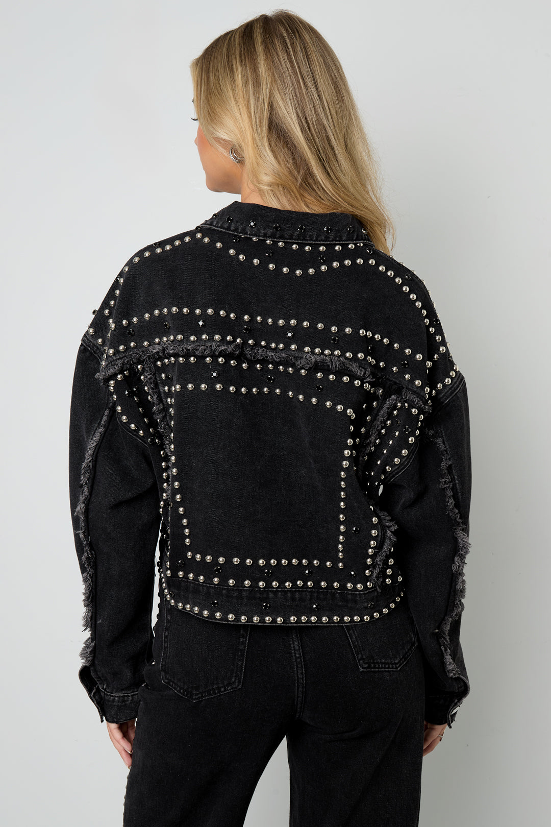damen jeansjacke street style | baumwolle | schwarz