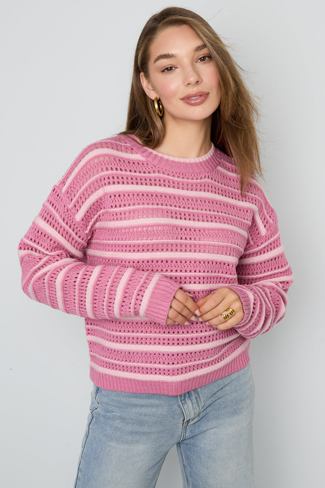 damen strickpullover classic | polyester | mehrfarbig