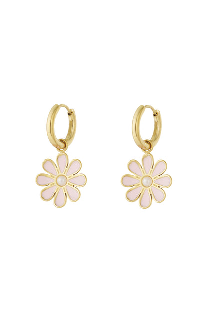 Damen Ohrhänger Blüten-Tropfen Pastell | Edelstahl | Rosa & Rosenrot