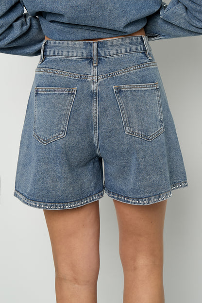Strass Denim Shorts