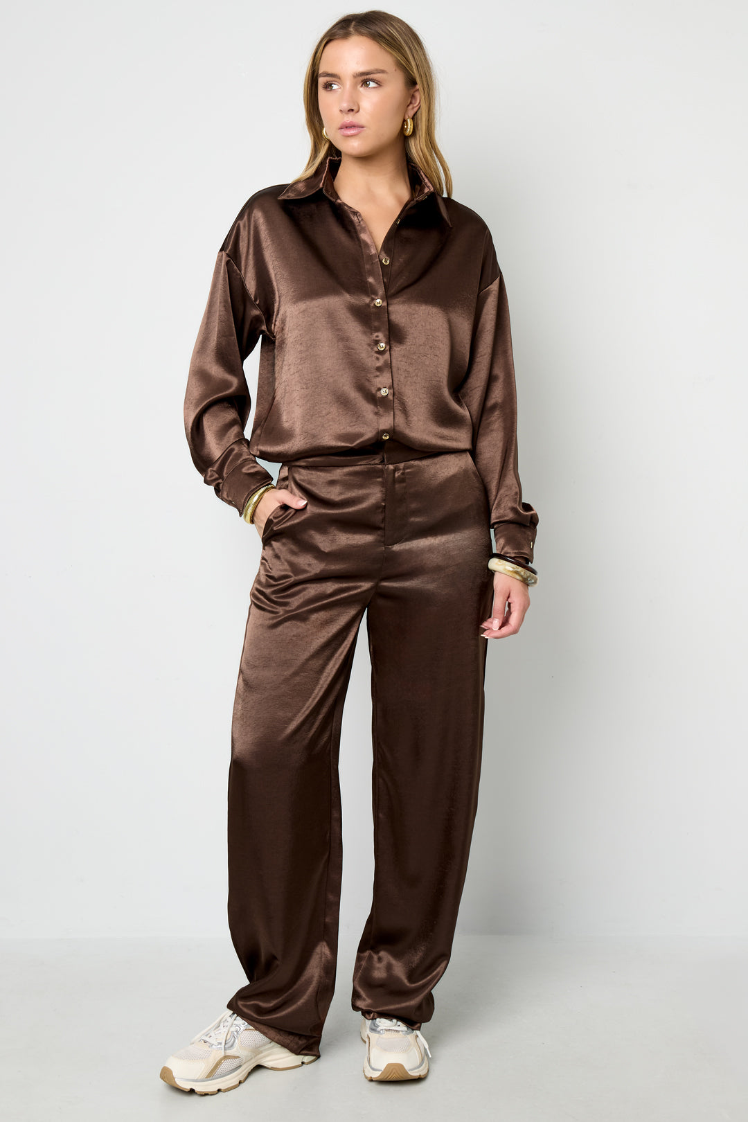 damen hose lässig uni | polyester | mehrfarbig