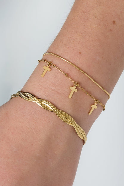 Damen Charm Armband Kreuz | Edelstahl | Gold- und Silberfarbe