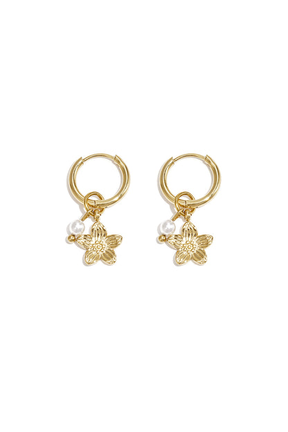 Damen Ohrringe Blume 14K | Edelstahl vergoldet | Gold & Rosa