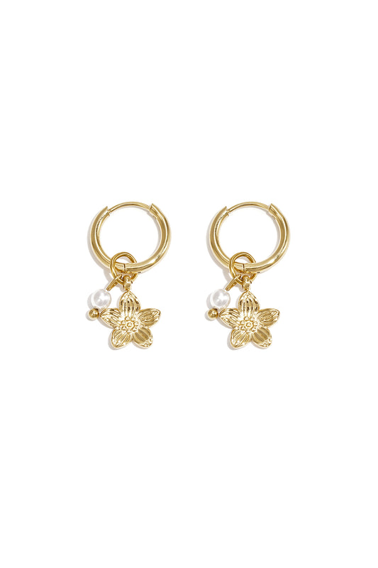 Damen Ohrringe Blume 14K | Edelstahl vergoldet | Gold & Rosa