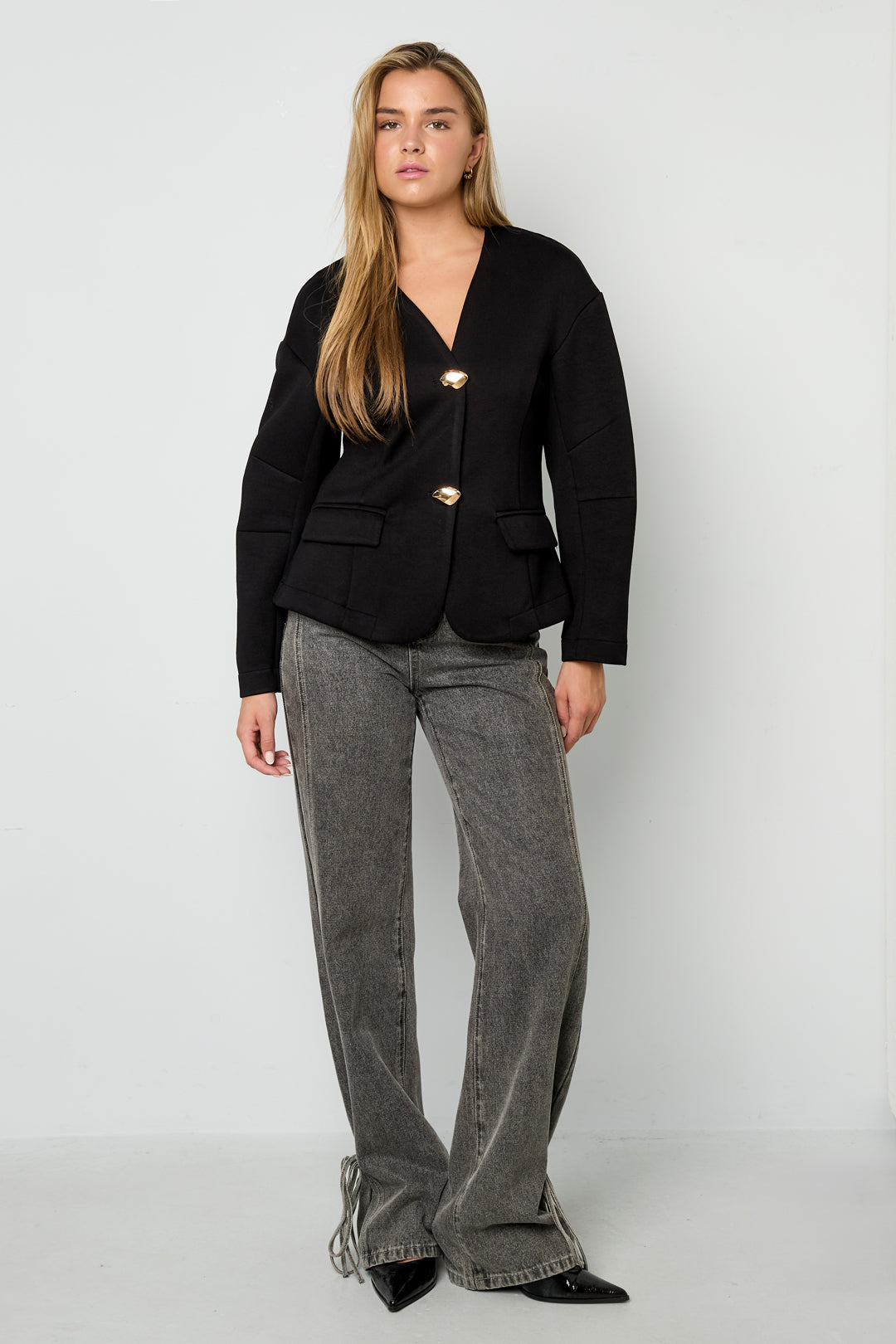 Damen Anzug Set Herbst Winter | Gewebt | Schwarz & Creme
