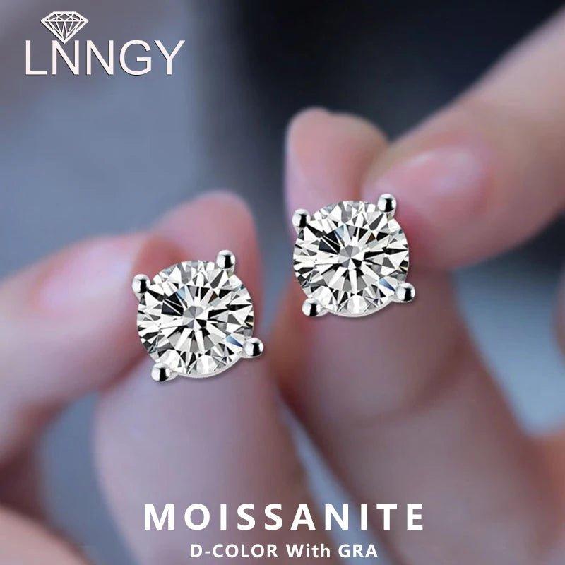 finityzonelnngy 0.3 - 2ct moissanite stud earrings for women girl 925 certified silver earring exquisite wedding jewelry piercing pendientes