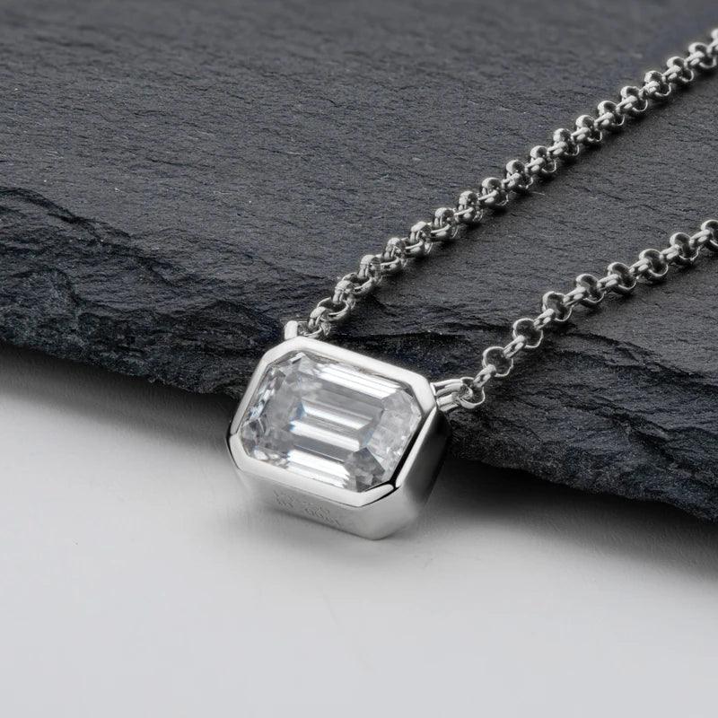 finityzonelnngy 925 sterling silver chains emerald cut moissanite diamond pendant necklace for women cadena plata 925 original certificada