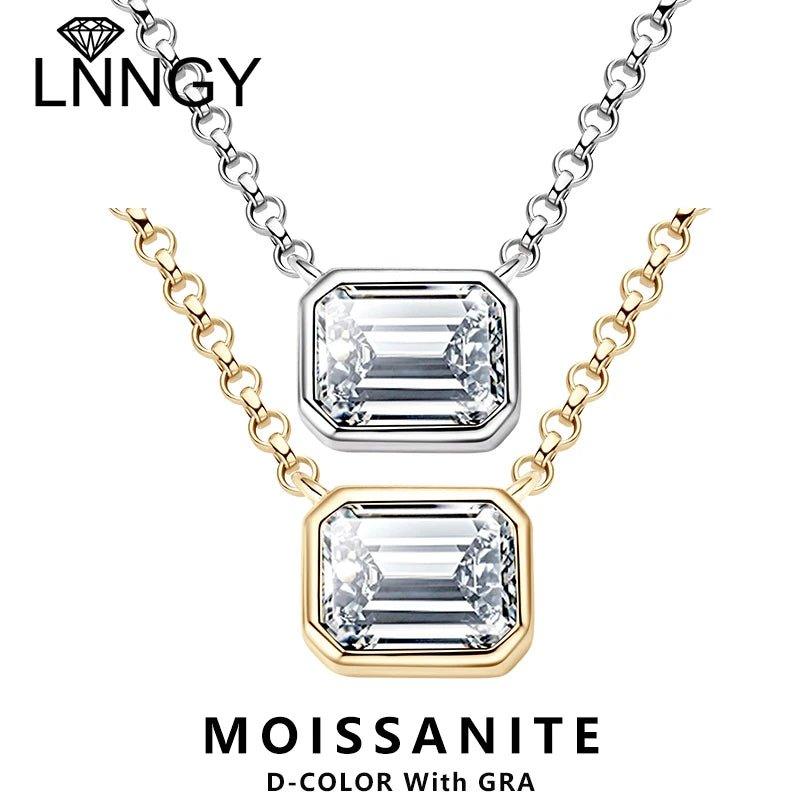 finityzonelnngy 925 sterling silver chains emerald cut moissanite diamond pendant necklace for women cadena plata 925 original certificada