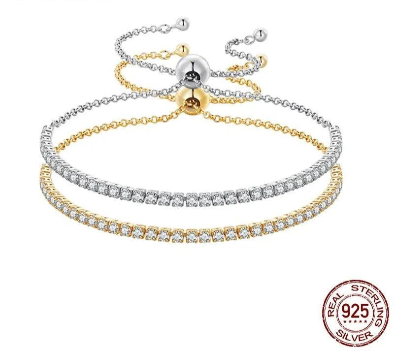 finityzoneluxuriöses 14k vergoldetes tennisarmband – verstellbar & elegant